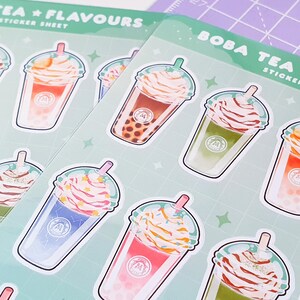 Boba Tea Flavours Sticker Sheet | Bubble Tea Themed | Decorative ...