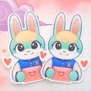 Pegatina de vinilo impermeable con la carta de amor de Sasha de Animal Crossing