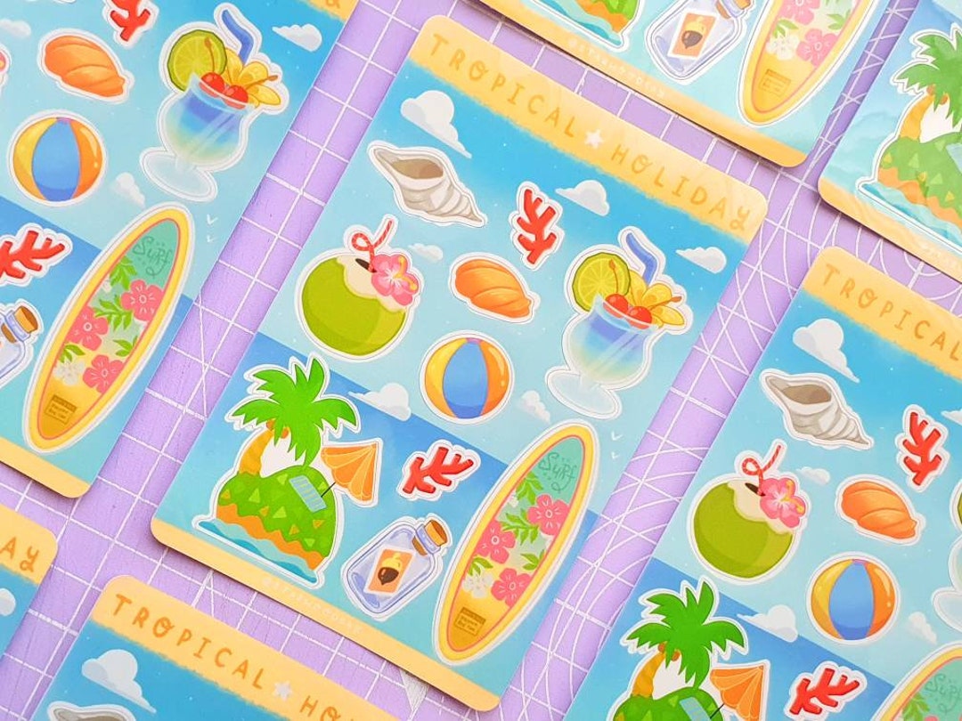 Tropical Holiday Vacation Sticker Sheet Animal Crossing New Horizons