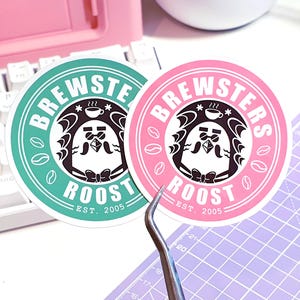 Brewster's The Roost Logo Sticker Pink and Green