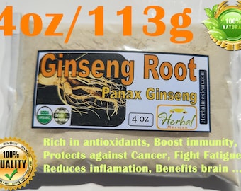 4oz Ginseng, Ginseng root, white panax ginseng, korean ginseng, ginseng root powder 113g
