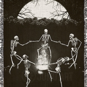 Halloween Throw Blanket: Dancing Skeletons, Spooky Horror Decor