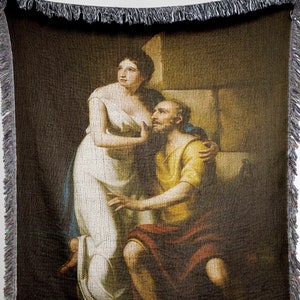 The Roman Daughter Rembrandt Peale Painting Woven Blanket • 1811 Golden Age Fine Art Blanket Home Decor Antique Decor Ancient Rome Art