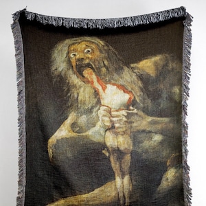 Saturn Devouring His Son Woven Throw Blanket: Goya Fine Art Decor