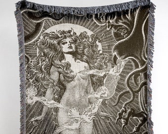 Geweven deken The Sorceress: vintage fantasy scifi-decor