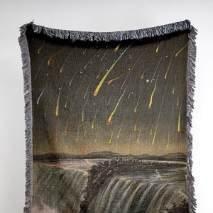 Vintage Meteor Shower Blanket Space Blanket Woven Blanket • Asteroid Meteor Comet Space Decor, Alien Decor, Outer Space Decor, Vintage Space