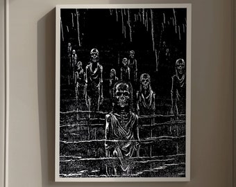 Vintage Japanischer Höhlengeist Kunstdruck - Retro Horror Decor