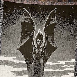 Manta tejida de mujer vampiro: decoración de terror vintage