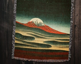 Vintage Japanese Decor Terraforming Mars Japanese Furniture Woven Blanket: Vintage Novelty Blanket for Dorm Decor, Naps, retro sci fi art