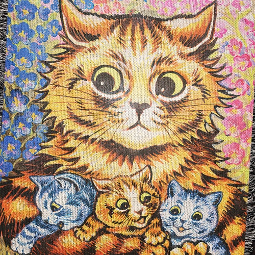 Vintage Americana Decor Psychedelic Cat Blanket Woven Blanket: - Etsy