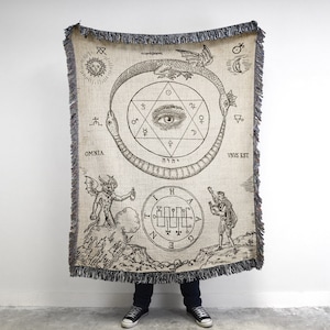 Witchcraft Woven Blanket: Gothic Pagan Decor Tapestry