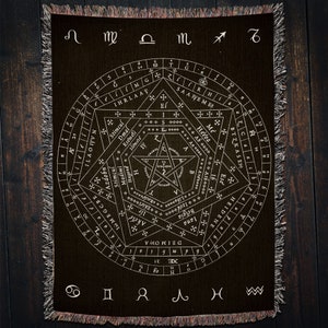 Witch Casting Circle Magic Woven Blanket: Magick Tapestry Spiritual Mystic Witchcraft Spellcraft Sacred Geometry Wicca Pagan Gothic Decor