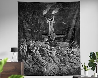 Satanic Sabbath Tapestry, Occult Tapestry, Satanic Tapestry, Occult Art, Gothic Decor, Witch Decor, Pagan Art