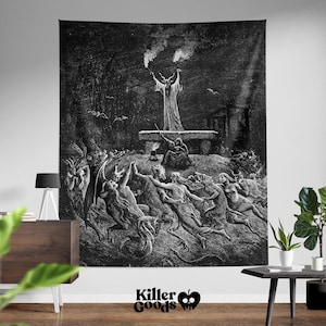 Satanic Sabbath Tapestry, Occult Tapestry, Satanic Tapestry, Occult Art, Gothic Decor, Witch Decor, Pagan Art