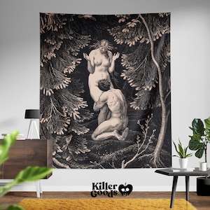Vintage Adam and Eve Tapestry: Gothic Whimsigoth Decor