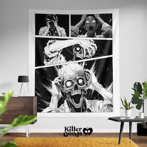 Junji Inspired Original Manga Tapestry - Anime Horror Tapestry, Japanese Decor, Anime Decor, Retro Manga Horror, Ero Guro Decor