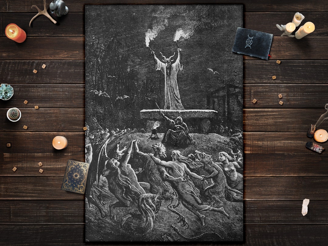 Satanic Area Rug Vintage Witch Sabbath Ritual Rug - Witchy Decor Dorm ...