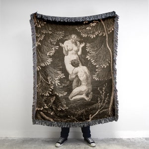 Adam and Eve Blanket: Vintage Gothic Tapestry, Whimsigoth Decor
