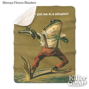 Vintage Frog Meme Blanket: Sherpa Fleece or Woven Cotton