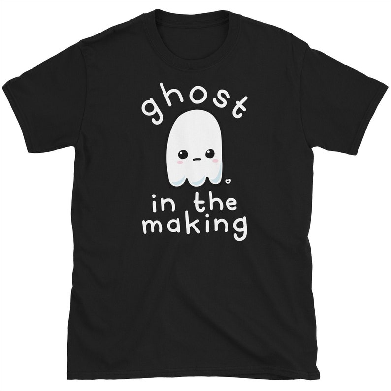 May include: Black t-shirt with a white ghost illustration and the text "ghost in the making".
