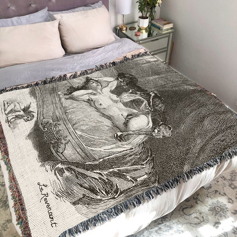 Nude Woman Sex With Ghost Skeleton Friend Satanic Horror Woven - Etsy