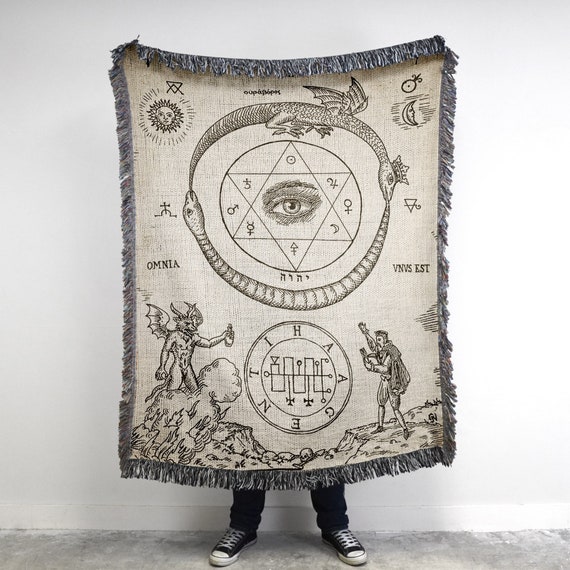 Witchcraft Woven Blanket: Gothic Pagan Decor Tapestry