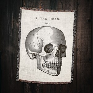 May include: A black and white anatomical illustration of a human skull with numbered labels. The skull is depicted in profile view with the jaw open. The text "1 THE HEAD. Fig. 1." is printed above the skull.