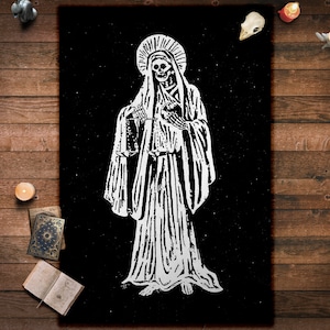 Dia De Los Muertos Rug: Vintage Santa Muerte Skeleton Area Rug
