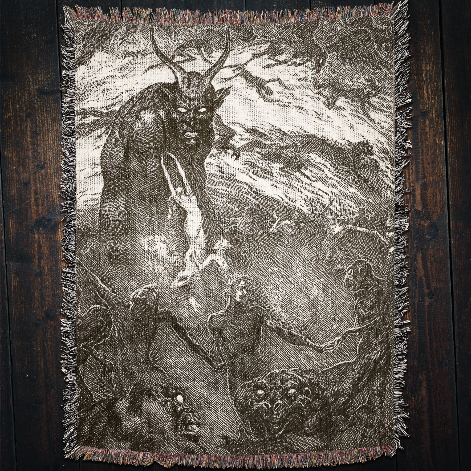 Demonic Evocation Satanic Decor Vintage Baphomet Demon Evocation Woven Throw Blanket ...