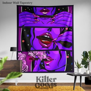 Cosmic Zombie Woman Tapestry: Vintage Comic Art Decor