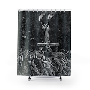 Satanic Sabbath Shower Curtain, Danse Du Sabbat, Black Sabbath Ritual Bathroom, Gothic Bathroom, Goth Decor, Occult Decor, Baphomet Curtain