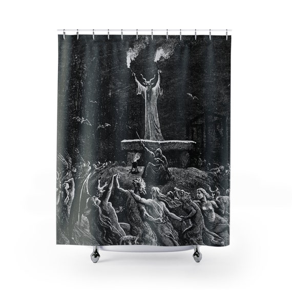 Vintage Danse Du Sabbat Shower Curtain: Gothic Baphomet Decor