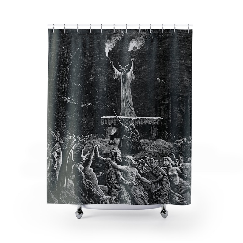 Tenda da doccia vintage Danse Du Sabbat: decorazione gotica Baphomet Shower Curtain
