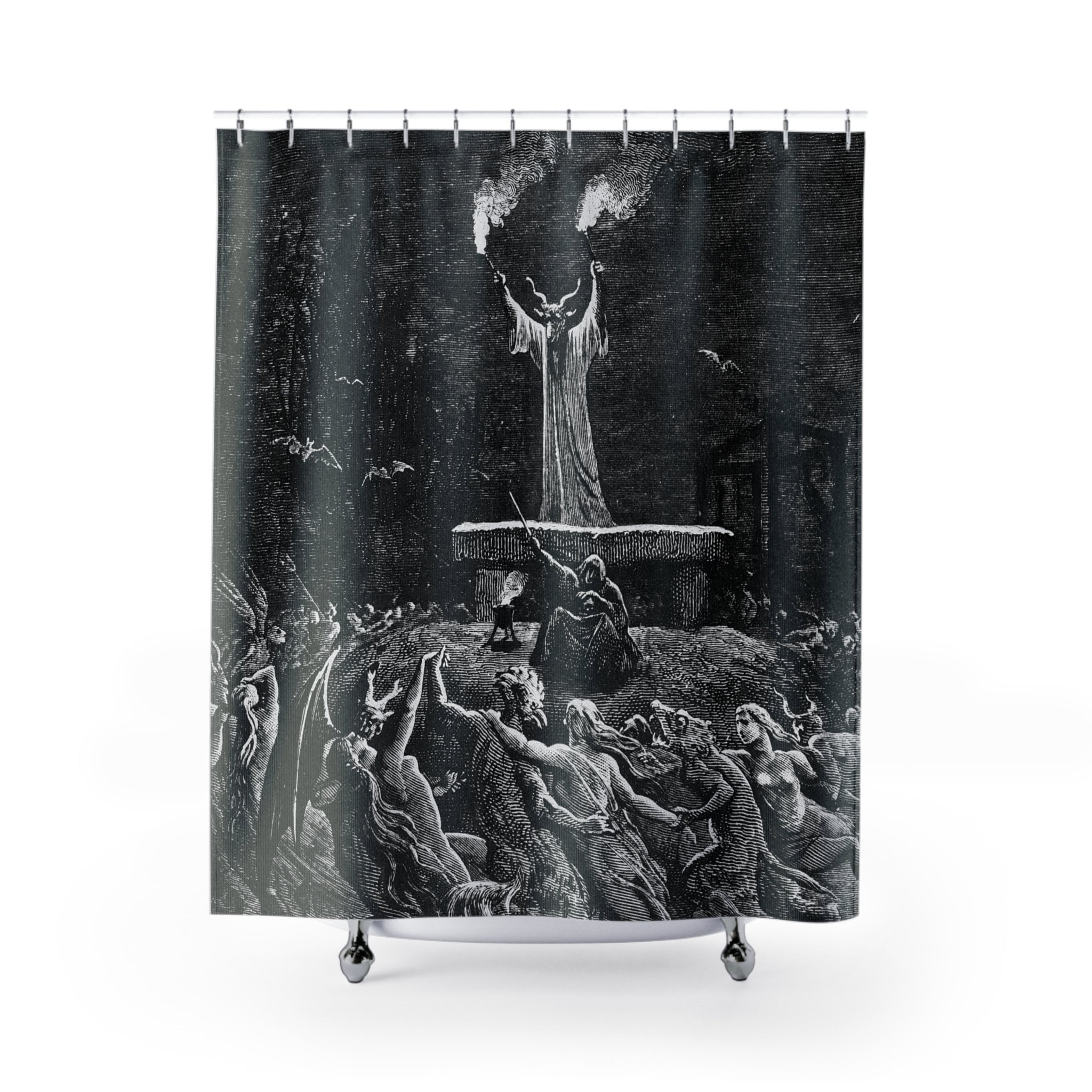 Satanischer Sabbath Duschvorhang, Danse Du Sabbat, Black Sabbath Ritual Badezimmer, Gothic Badezimmer, Goth Dekor, Okkultes Dekor, Baphomet Vorhang