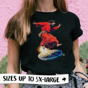 Jesus Kick Flipping Flat Earth T-shirt - Flat Earther, chemise religieuse, chemise libérale, chemise conservatrice, t-shirt politique drôle, chemise meme