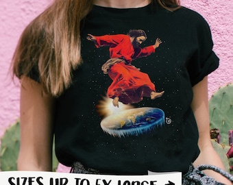 Koszulka Jesus Kickflip Flat Earth: Zabawny mem religijny