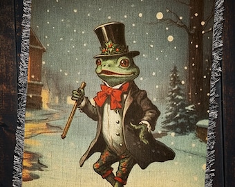 Vintage Christmas Frog Blanket: Ebenezer Scrooge Decor