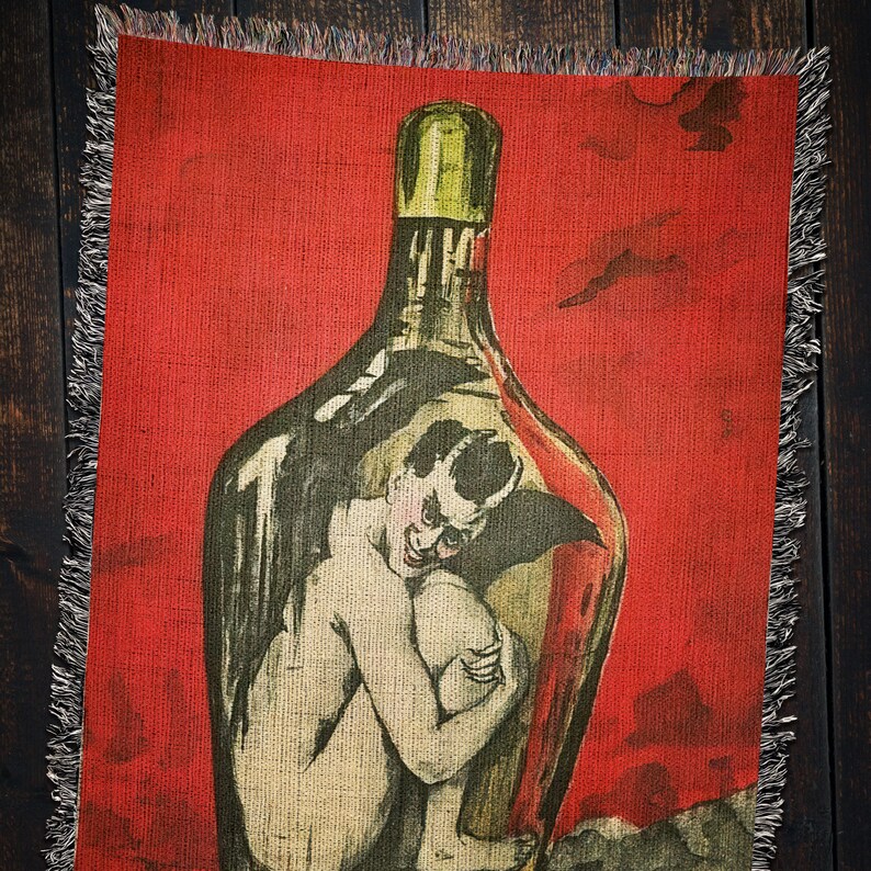 Satanic Devil in a Bottle Woven Blanket: Gothic Home Decor - Etsy