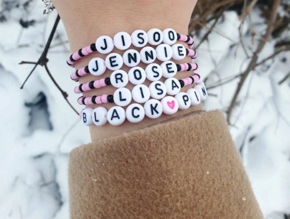 ★SENTIMENTS★ NO.238 [BLACK PINK] BRACELET Blackpink Kpop Bracelet, Blackpink Jewelry, Kpop Beaded