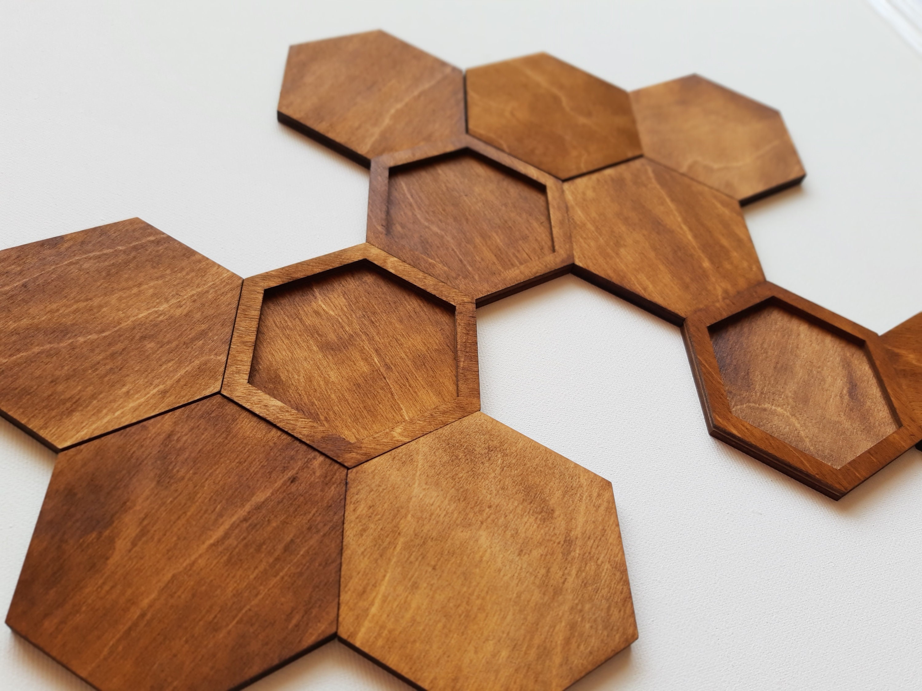 Hexagon Wood Wall Art Wall Decor 3D Geometric Wall Etsy UK