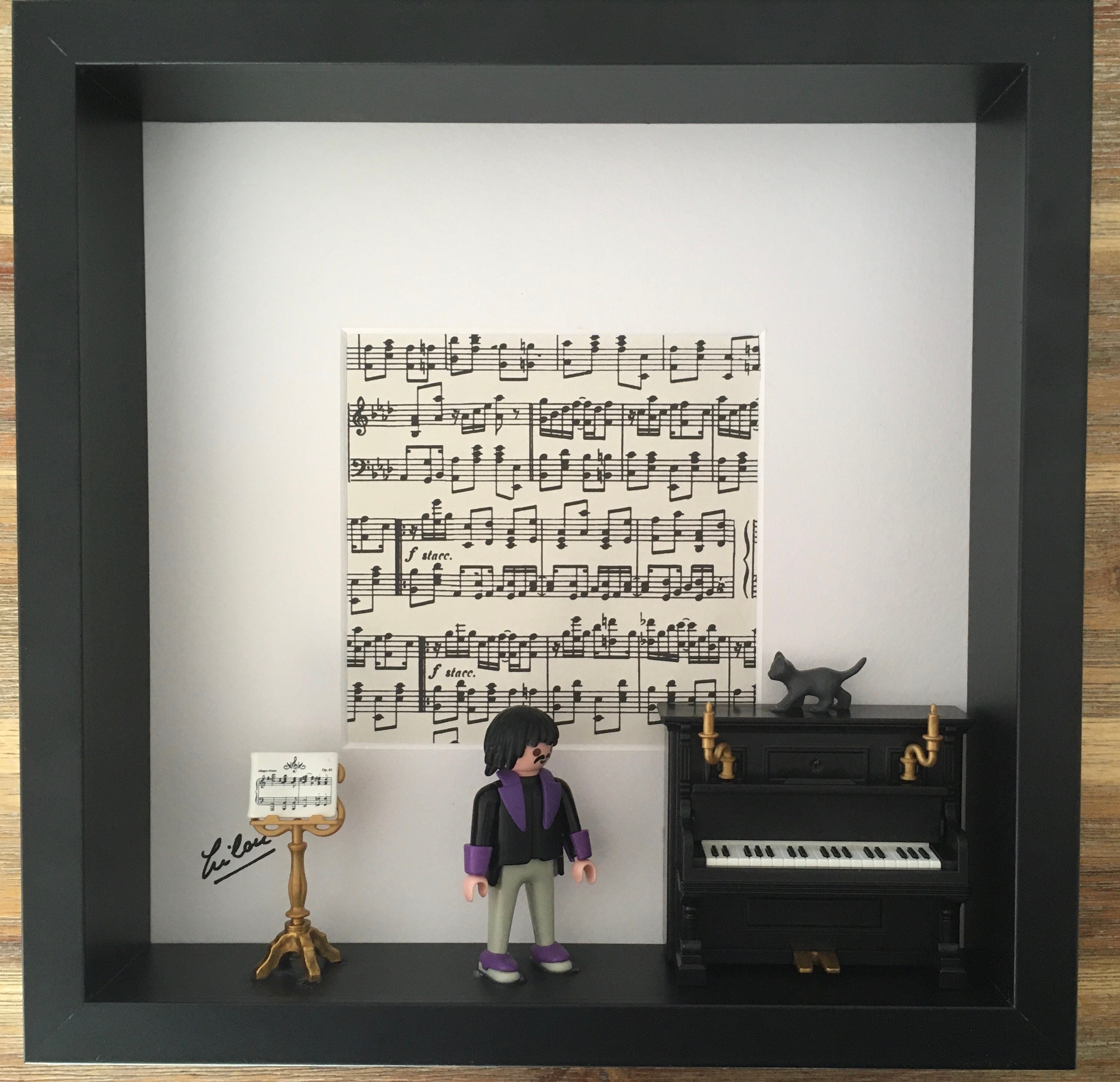 Cadre Playmobil Le Pianiste et Le Chaton