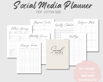 Social Media Planner Printable: Content Calendar, Goal Tracker (PDF Download)