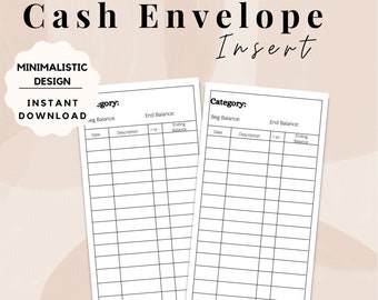 Cash Envelope Tracker Insert: A6 Budget Binder Sheet (PDF)