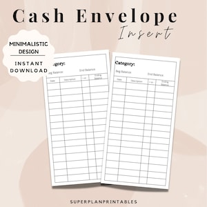 Cash Envelope Tracker , Budget Binder, Budget Sheet for A6 binder , Mini Cash Wallet Envelope Insert