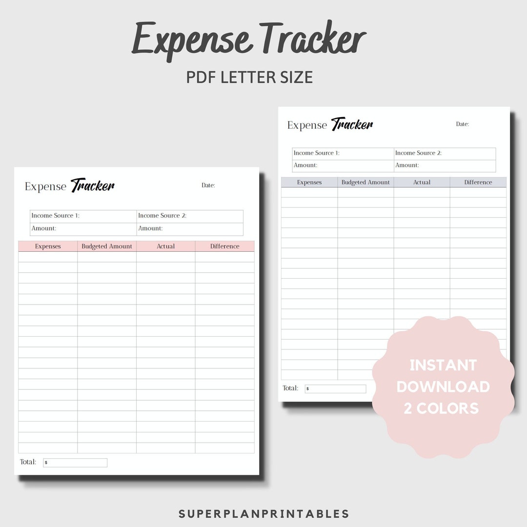 Daily Expense Tracker Printable: Finance Planner (PDF Letter Size) - Etsy
