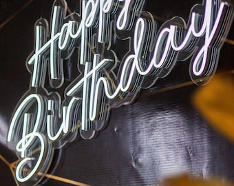 Alles Gute zum Geburtstagsschild, Neonschild, Geburtstagsneonschild, Party-Hintergrundschild, Geburtstagsgeschenke, LED-Neonlichter für Geburtstagsdekoration