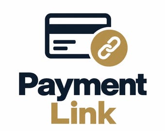 May include: A graphic icon featuring a dark navy blue credit card silhouette paired with a gold circle containing a white chain link symbol. Below the icon, the text Payment Link is displayed in dark navy blue and gold lettering on a white background.