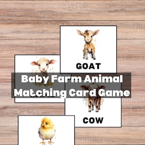 Jogo de cartas de correspondência de animais de fazenda, aprendizagem em casa, jogo de correspondência, jogo de memória, Montessori, cartões educacionais para impressão, terapia da fala