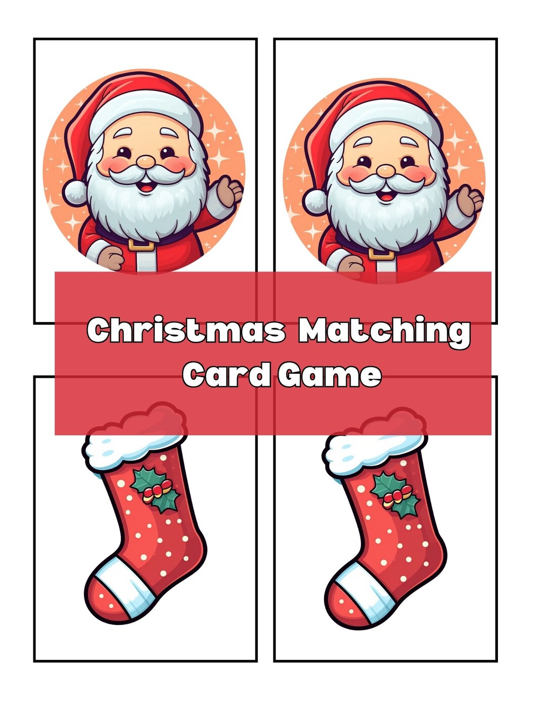 Matching Card Game Christmas Memory Game Memory Card Game Christmas Memory Match Game Printable