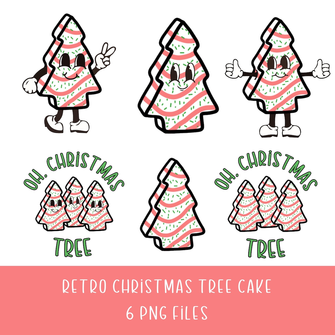 Retro Christmas Tree Cake Clip Art, Christmas Tree Cake, Retro, Vintage